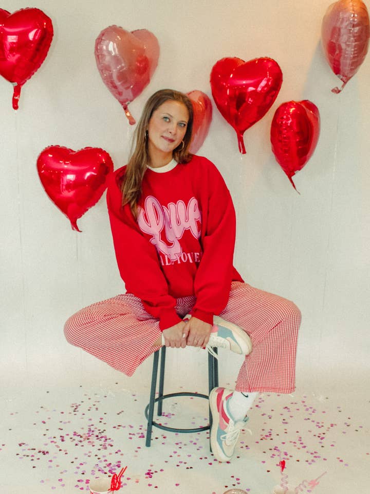 The Clandestine Underground - Wholesale Graphic Sweatshirt - Women's - Love Is All You Need Boxy Cotton 90's Sweatshirt7