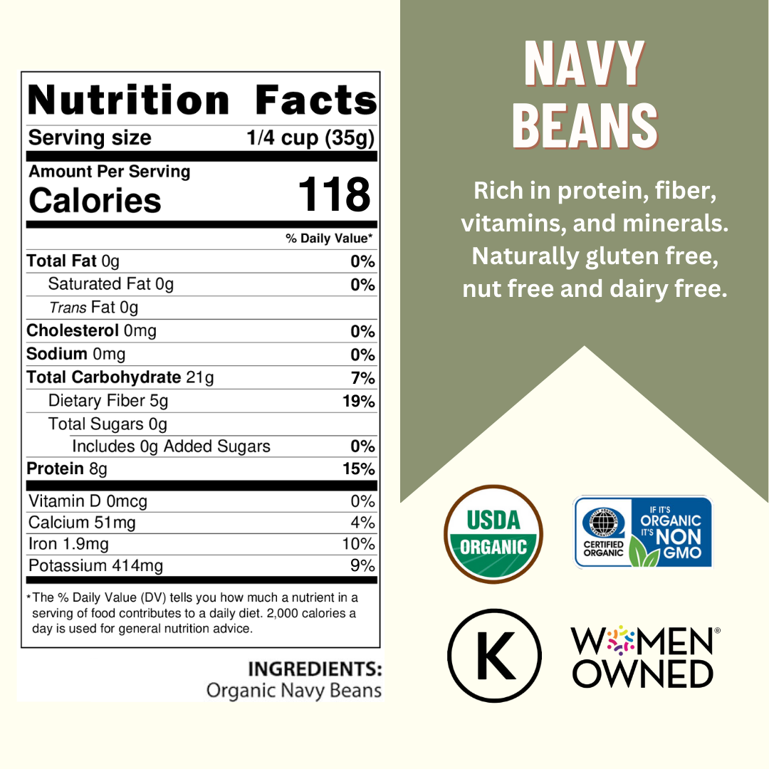 Mountain High Organics - Wholesale Beans - Certified Organic Navy Beans - 40lb Bucket1