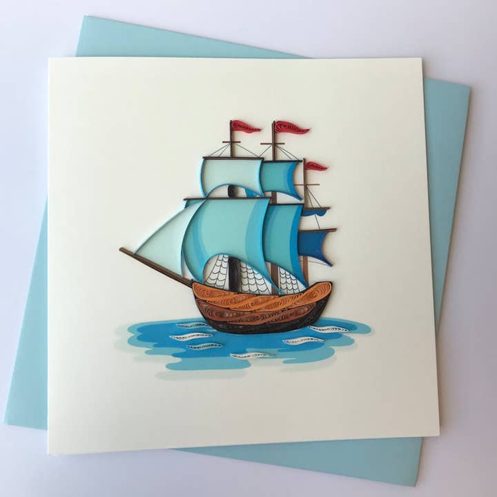 Quilled Ship for wholesale by Poppin Cards and Gifts
