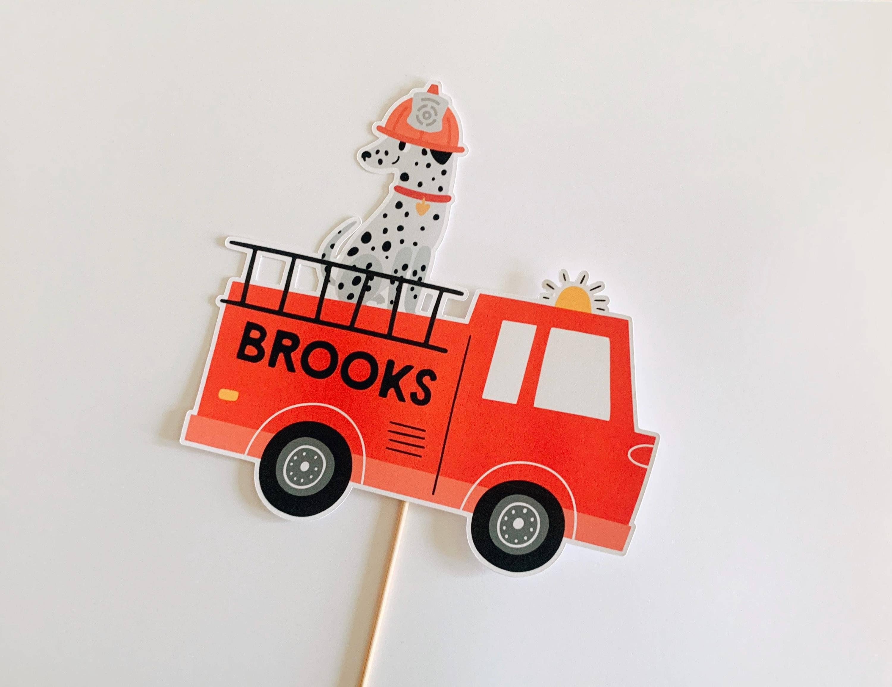 Uncouth Coco - Wholesale Cake/Cupcake Topper - Firetruck Firefighter Birthday Cake Topper0