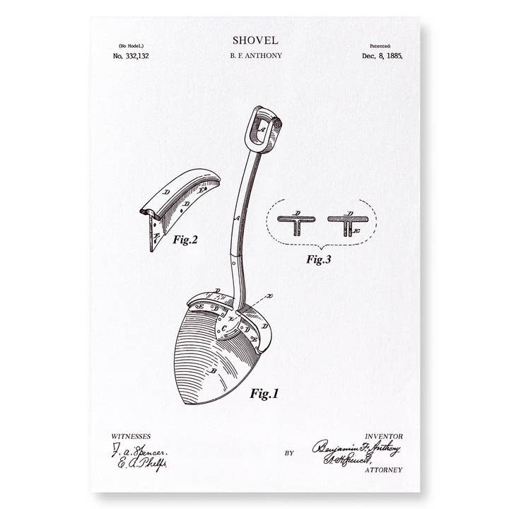 PATENT OF SHOVEL (1885): 2xPrints for wholesale by Ezen Trade
