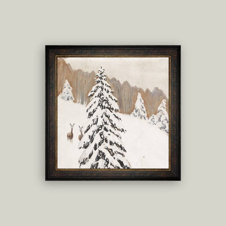Petal Lane Home - Wholesale Art Print - Snowy Pine Tree Framed Antique Art