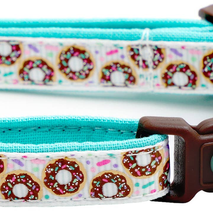 From Pugs to Persians Pet Accessories, LLC – wholesale Pet collar – Cat – Sprinkle Doughnuts on White Cat Collar1