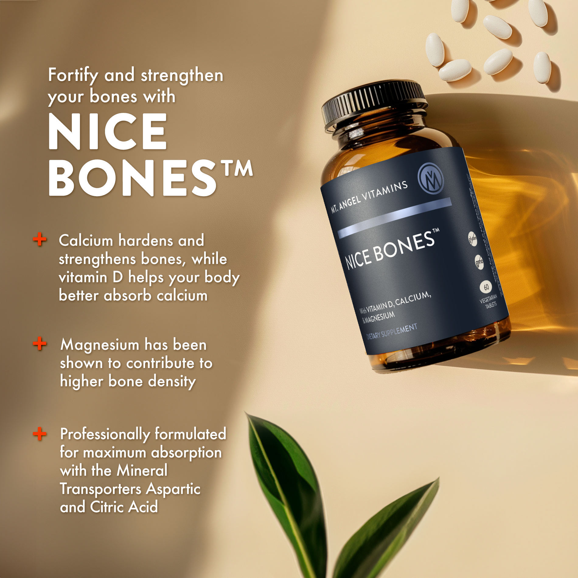 Mt. Angel Vitamins - Wholesale Oral Supplement/Vitamin - Mt. Angel Vitamins' Nice Bones - 60 Tablets4