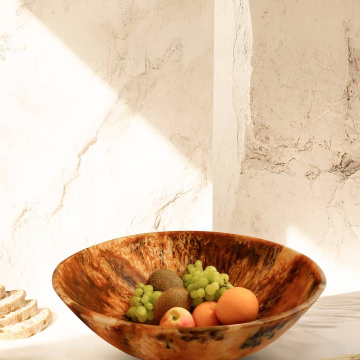 Brown Matte Tortoise Resin Bowl Dia 19.5" for wholesale on Faire6