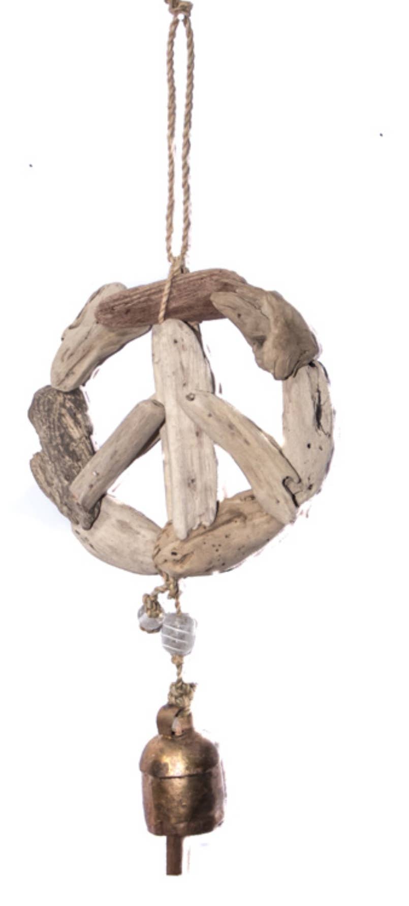 Moksha Imports - Wholesale Mobile - Driftwood Peace Sign/Beads & Bell/Min.21