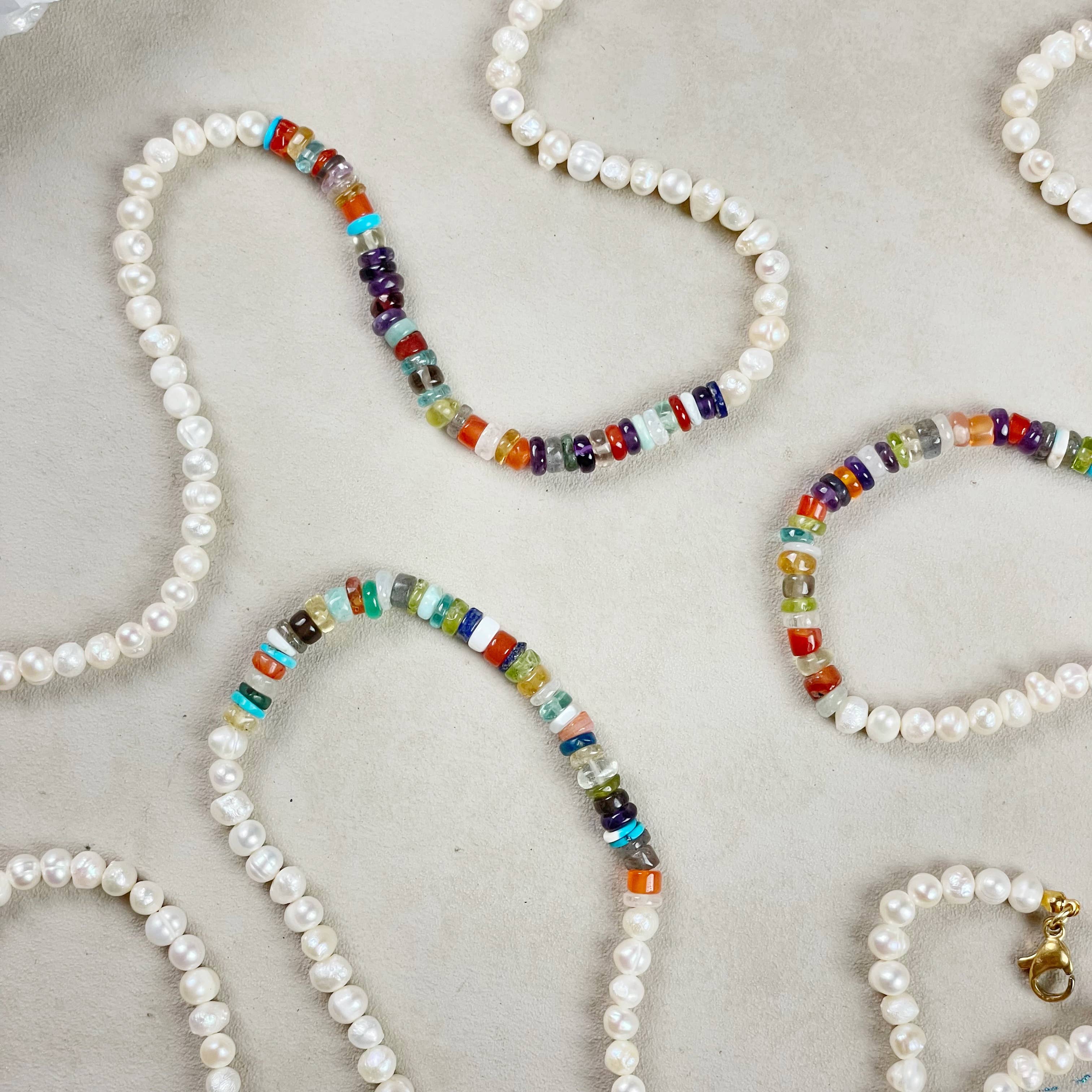 Ewelina Pas Jewelry - Wholesale Beaded/Pearl Necklace - Perla// Pearl Multi Gemstone Beaded Necklace3