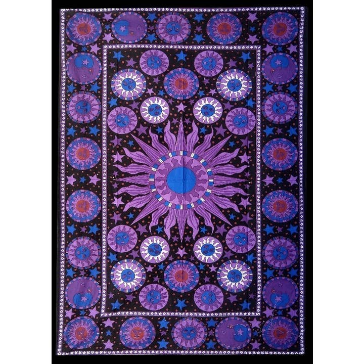 Rising International Inc - Wholesale Tapestry/Textile - B2231 , Cotton Purple Multi Sun Tapestry