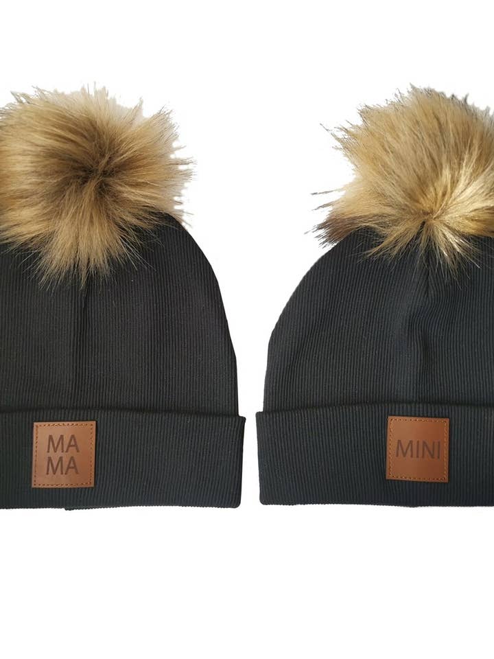 Gorro Mama Mini Black, juego de 2 para venta al por mayor de Baby Laurel Organics