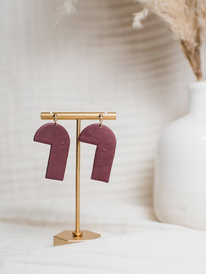 Eggplant Cut Out Arch Dangles for wholesale by Rielle & Co.