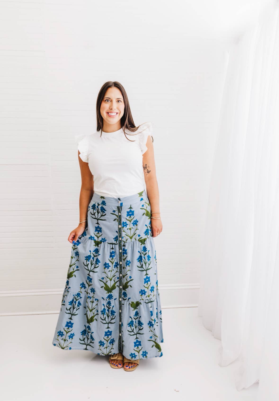 Heart of Grace - Wholesale Skirt - Women's - Blue Iris | Flounce Maxi Skirt