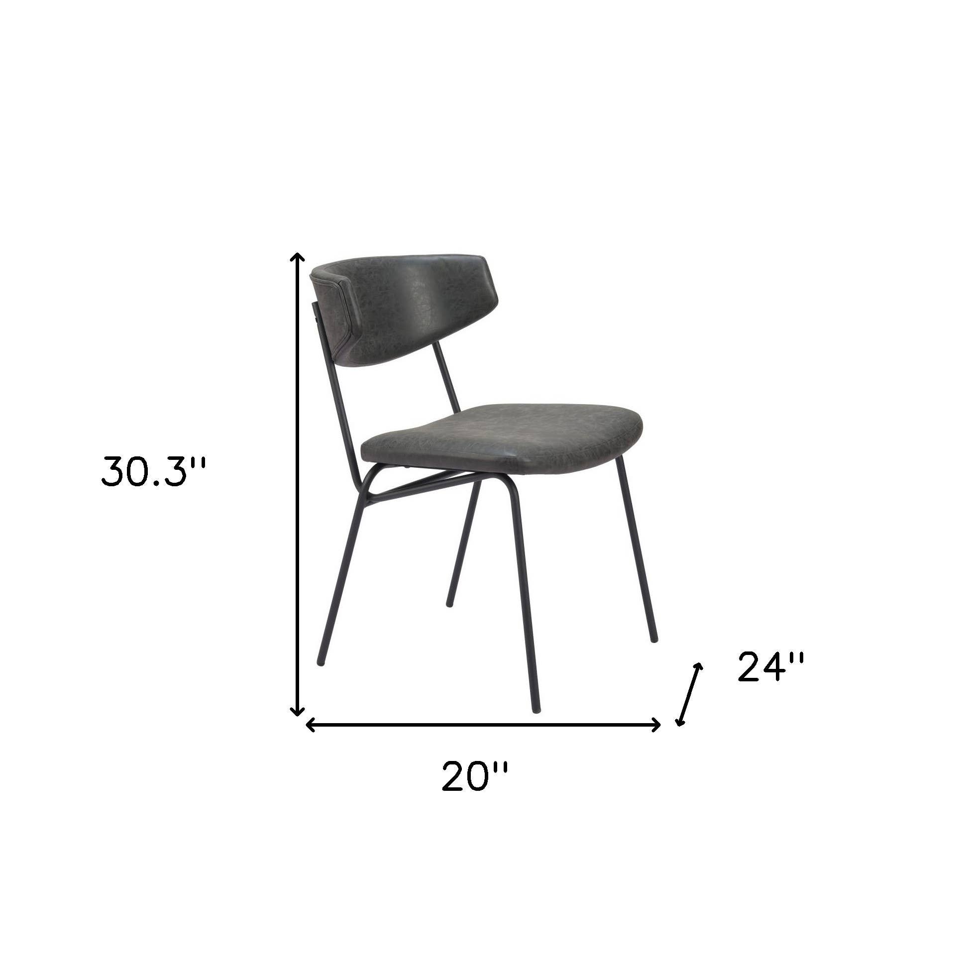 HomeRoots - Wholesale Chair - Set of Two Gray and Black Upholstered Faux Leather Open Back Dining Side Chairs2