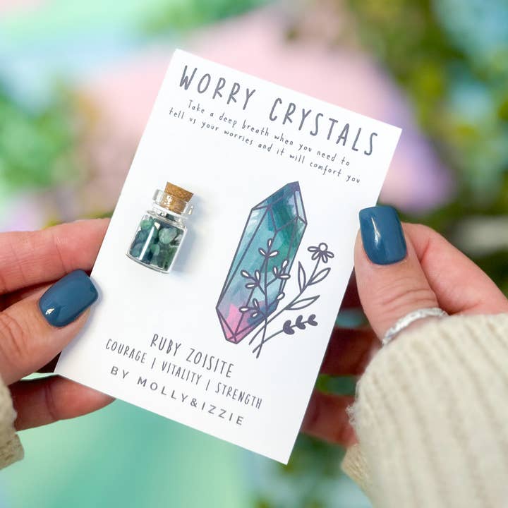 by Molly&Izzie – wholesale Spiritual stone/crystal – Ruby Zoisite Worry Crystals on Card