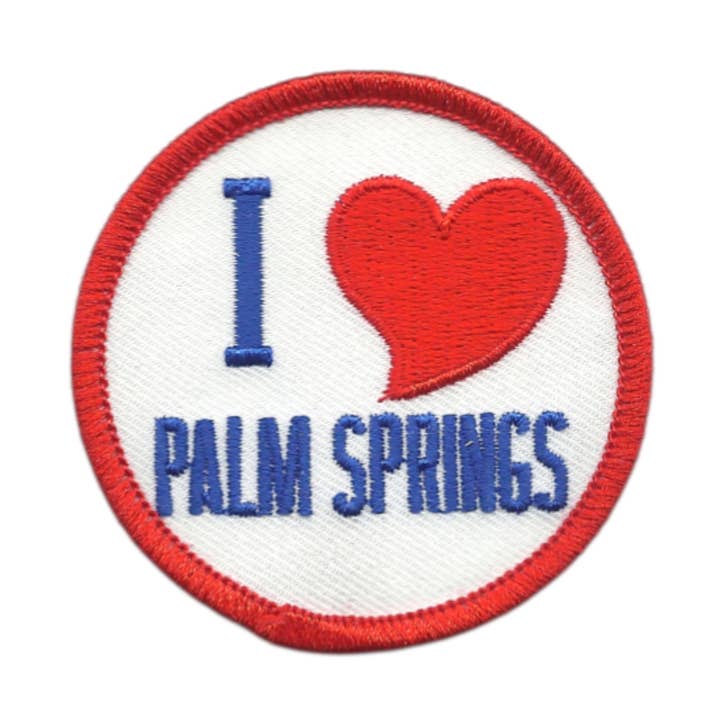 Toppa ricamata con cuore rosso PALM SPRINGS Souvenir da stirare per la vendita all'ingrosso da parte di Happy Wood Products