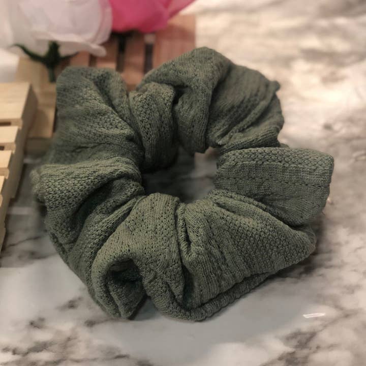 Green Cable Knit Oversized Scrunchie for wholesale by MadeBySusannah