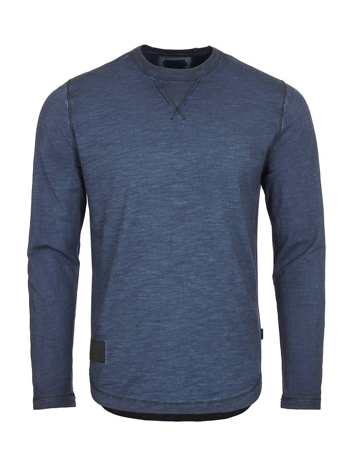 ZIMEGO - Wholesale T-Shirt - Men's - Men's Long Sleeve Crew Neck Vintage Garment Wash T-Shirt