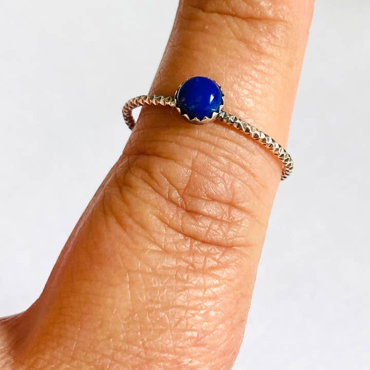 Lapis Lazuli Stacking Ring/Lapis and Sterling Silver Stacking Ring for wholesale by Janine’s Jewelry Design