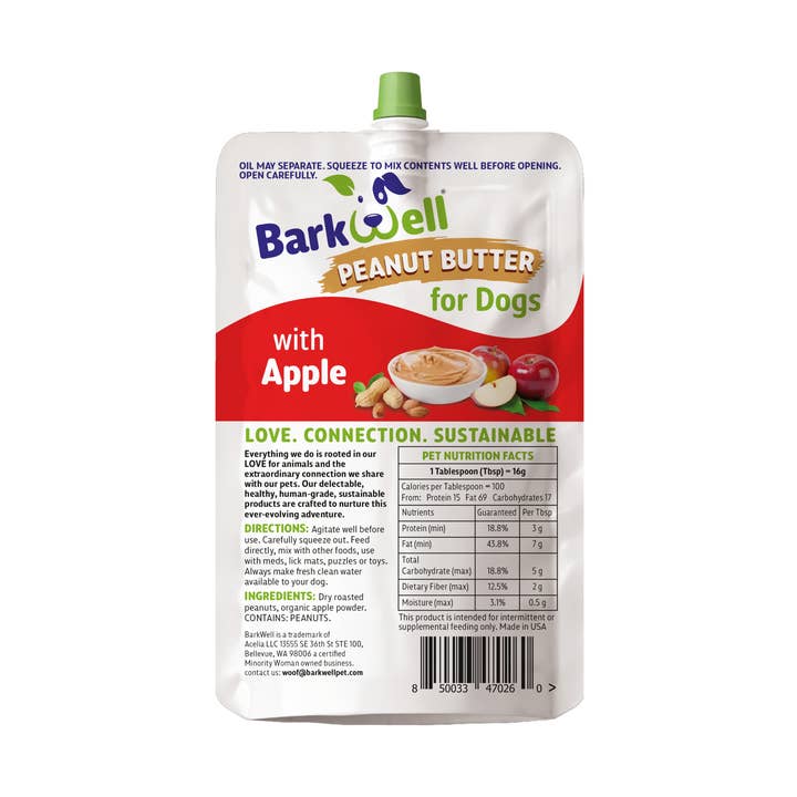 BarkwellPet - Wholesale Pet Treats - Dog - Peanut Butter & Apple Squeeze Dog Treat