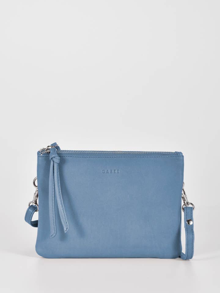 Fulton Soft Leather Double Pouch Crossbody for wholesale by GABEE PRODUCTS