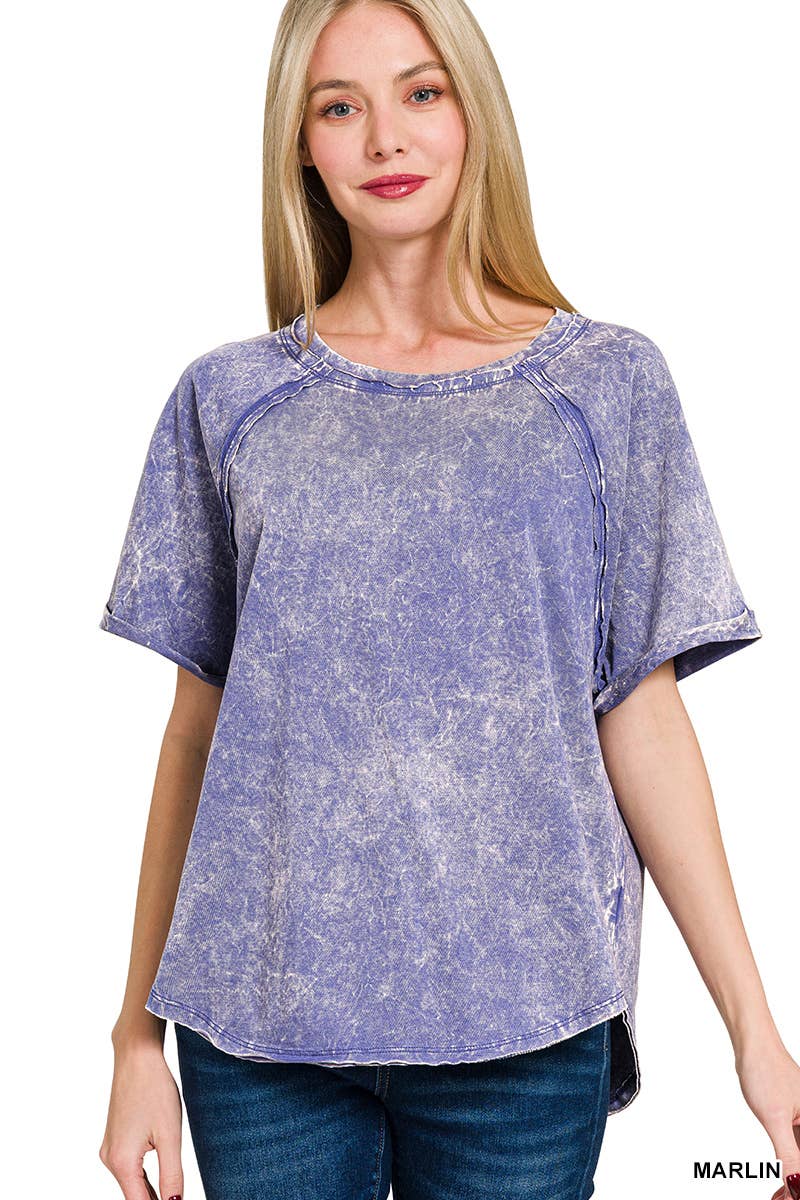 42POPS - Vendita all'ingrosso Maglietta - Donna - ",....Magliette a maniche raglan lavate con effetto stropicciato e toppa posteriore9