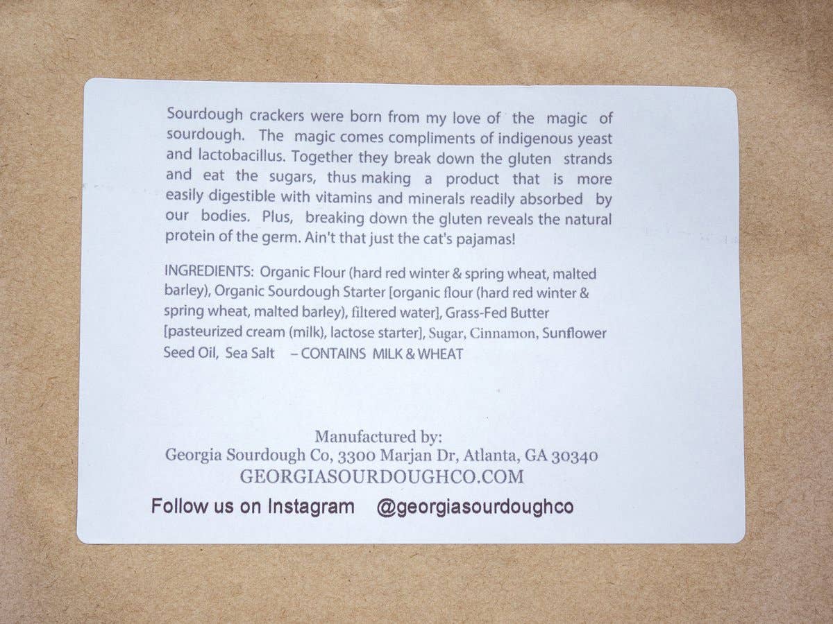 Georgia Sourdough Co. - Wholesale Crackers - Cinnamon Sugar Crackers2
