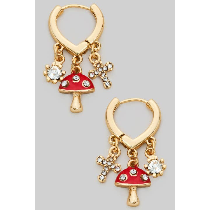 THREE CHARM MUSHROOM HOOPS for wholesale by Girly