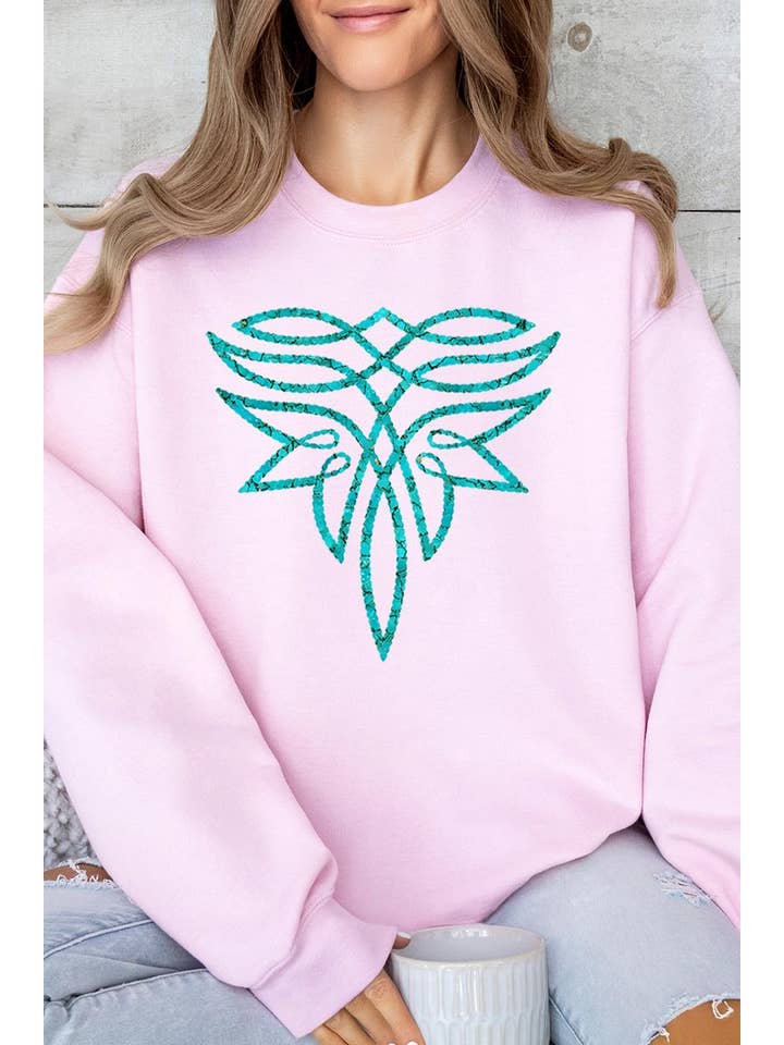 Turquoise Boot Stitch Graphic Fleece Sweatshirts for wholesale by COLORBEAR