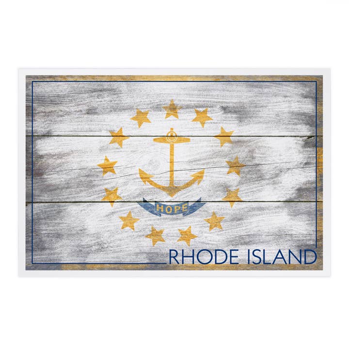 PREMIUM POSTCARDS Rustic Rhode Island State Flag for wholesale by Lantern Press