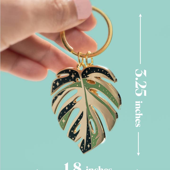 Happily Plants - Vendita all'ingrosso Portachiavi - Unisex - Portachiavi a forma di pianta Monstera «Thai Constellation», regalo per piante