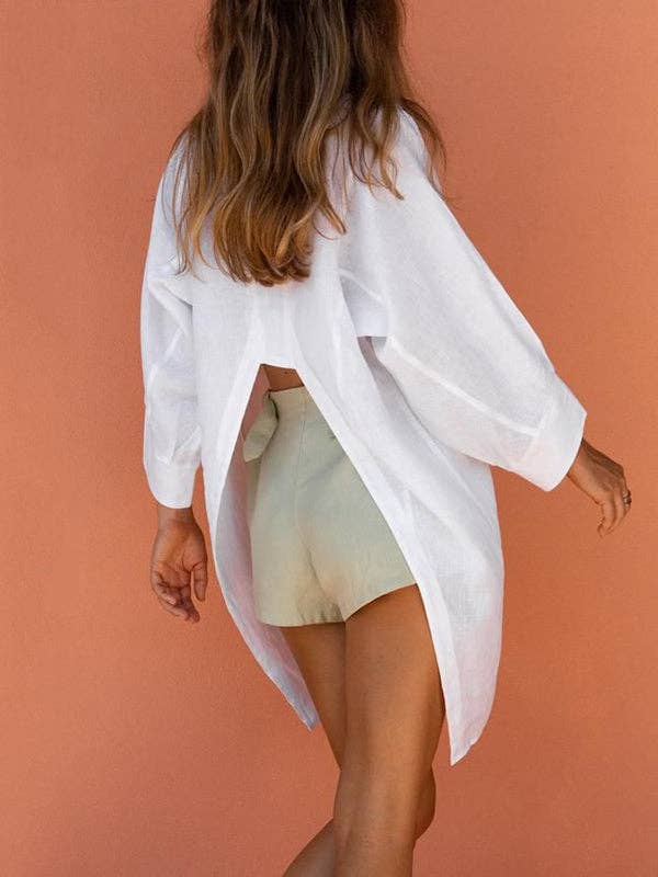 UZ Wholesale Store - Wholesale Button Down Shirt - Women's - ​Split-Front Notch Collar Blouse