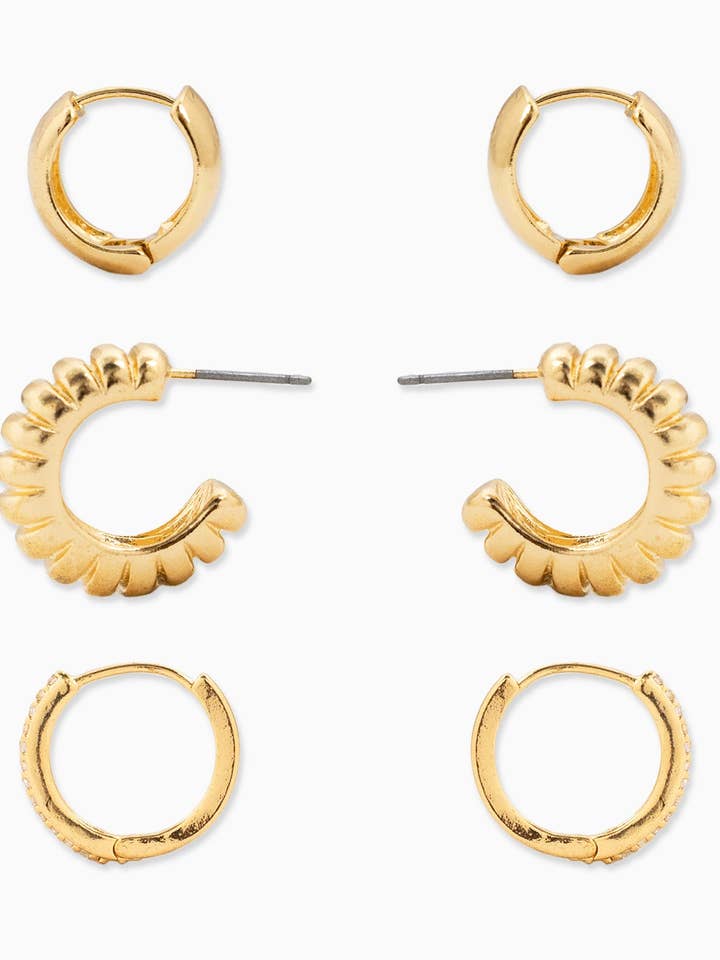 Chunky Thin Mix Hoop Variety Örhängeset med 3 för wholesale av Sessori