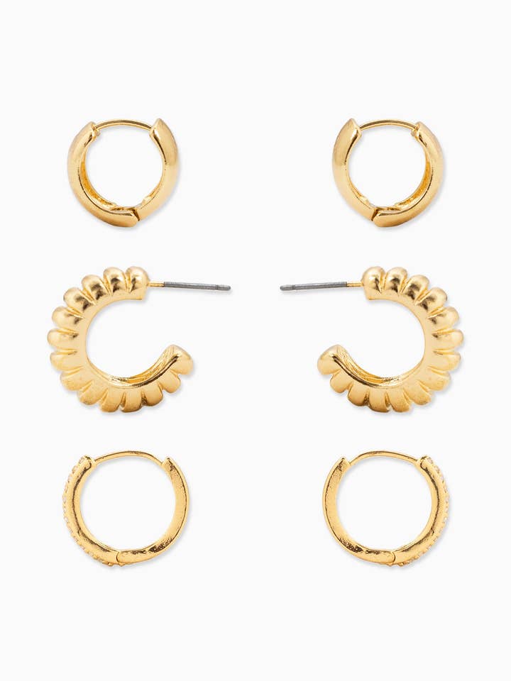 Chunky Thin Mix Hoop Variety Earring Set of 3 for wholesale by Sessori