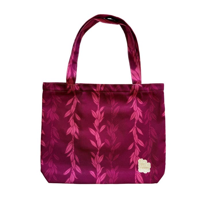 The Keiki Dept - Wholesale Tote Bag - Women's - Pink Maile Strands Canvas Zipper Tote Bag