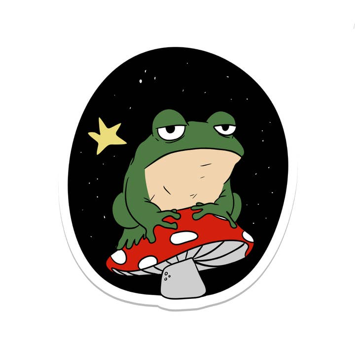 Frog on Mushroom | Nature | Waterproof Sticker | 3" for wholesale by Rebel and Siren Stickers