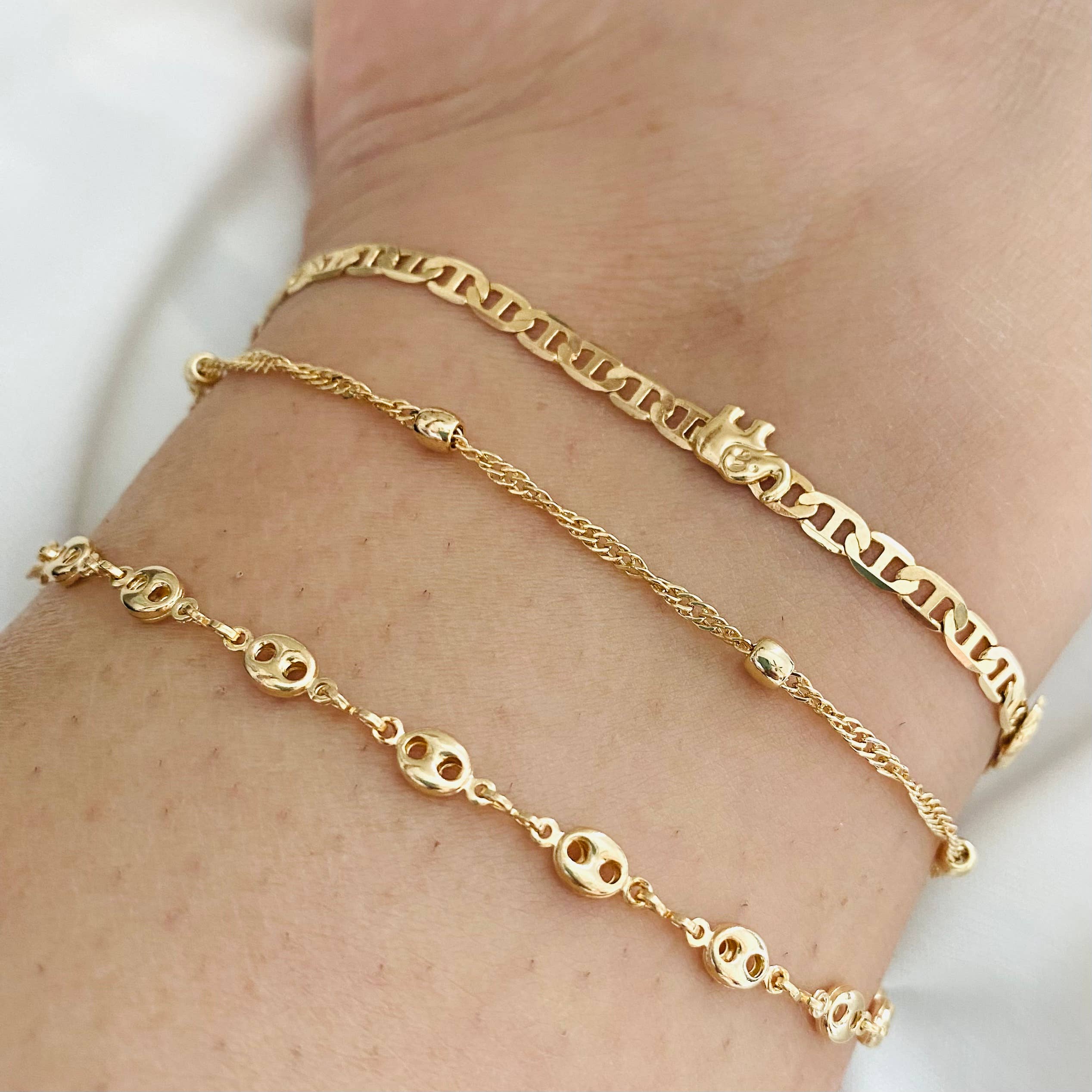 Housegoldjewelry - Wholesale Enkelbandje - Enkelbandje met olifant, enkelbandje met kralen, enkelbandje met puf link,4