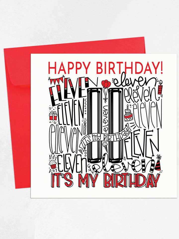 Alder 11 Fødselsdag Card for engroshandel hos Lisa Marie Designs ™