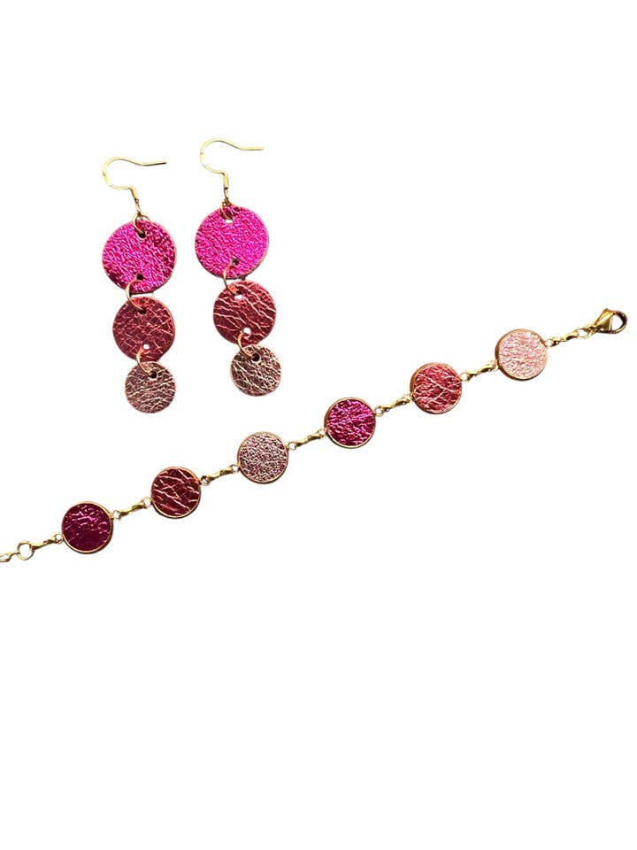 Pink Trio Earrings + Matching Everlink Bracelet for wholesale by Comer Teng Studio