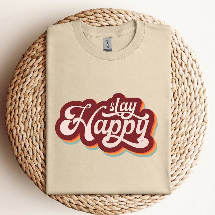 Stay Happy DTF T-shirt for wholesale by Vs design shop boutique
