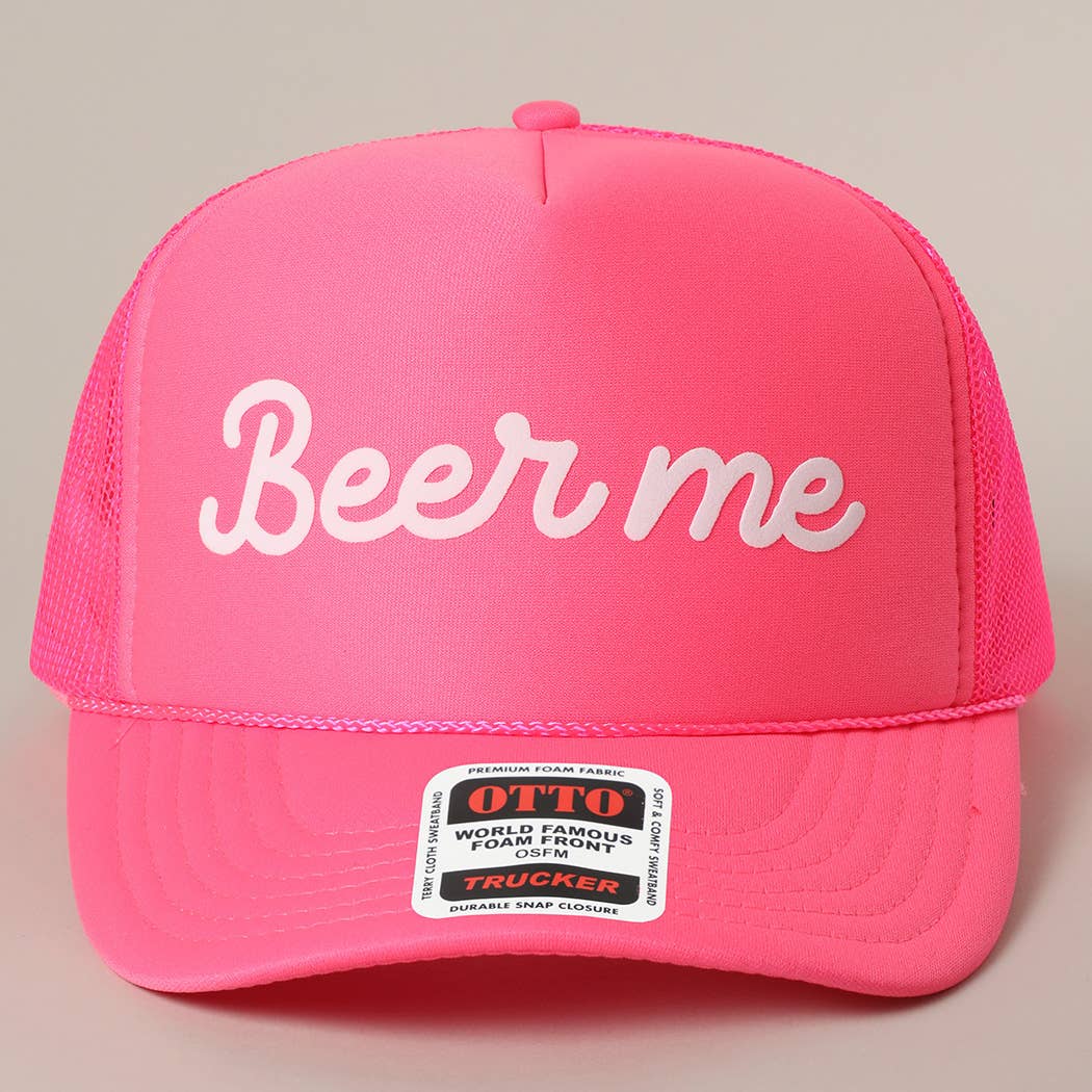 Fashion City – Engroshandel Trucker hat - Unisex – Øl Mig Tekst Printet Mesh Ryg Skum Trucker Kasket37