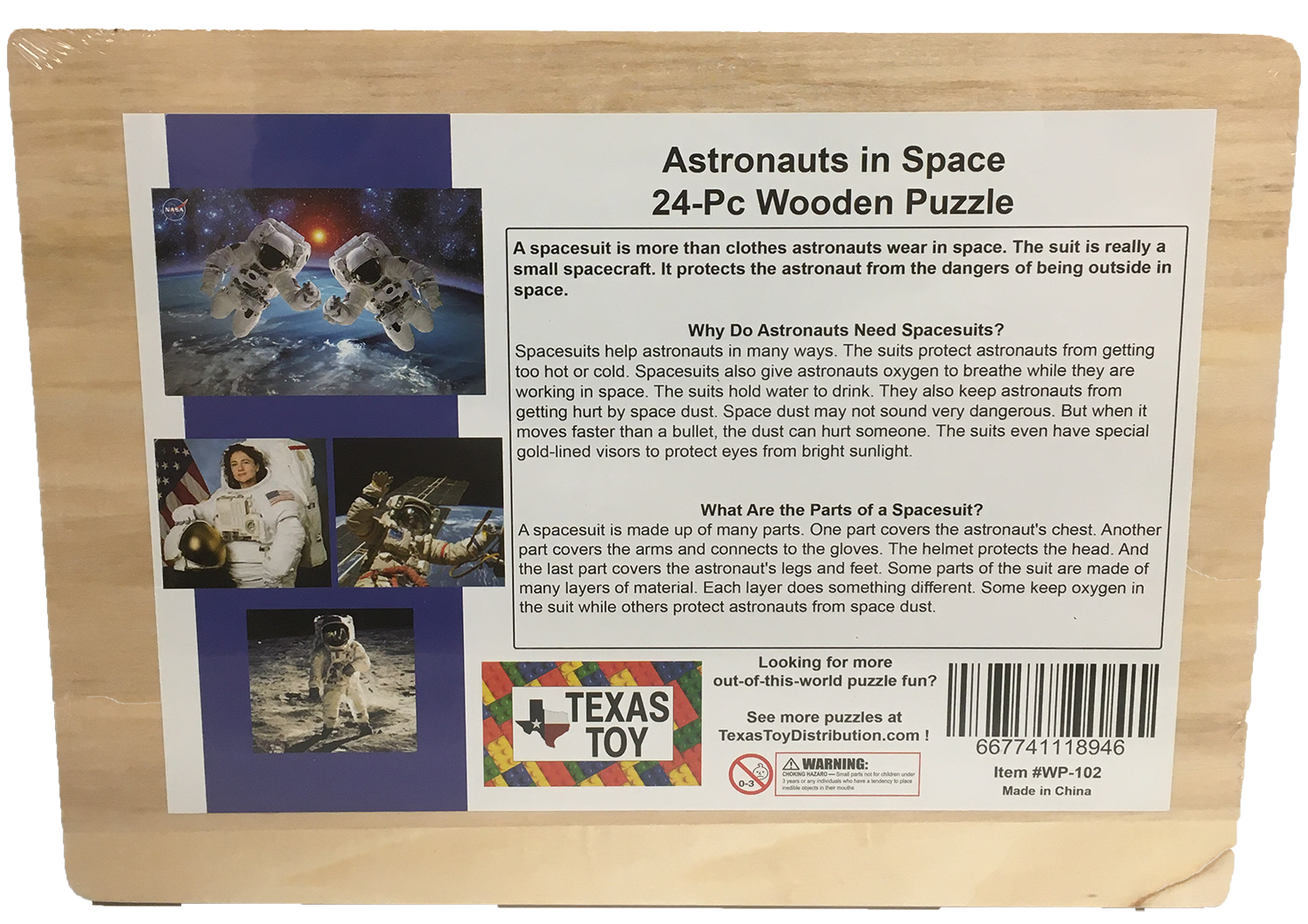 Texas Toy Distribution – wholesale Pussel - Barn – NASA-astronauter i rymdträ 24-pc pussel för barn1