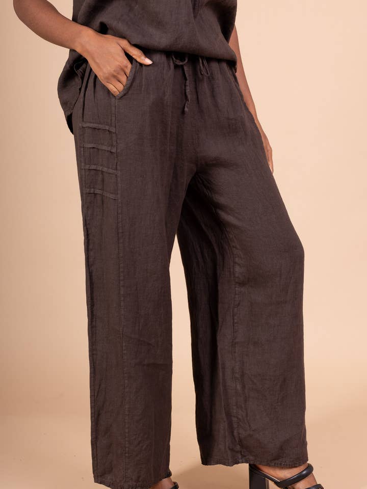 Linen trousers with side detail 20650 for wholesale by Shyloh