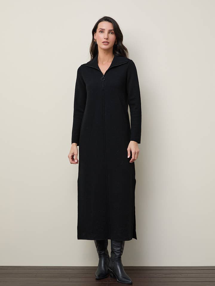 Vestido de Polo con Cremallera y Cuello de 100% Lana con Detalle de Abertura Lateral para venta al por mayor de Serianno