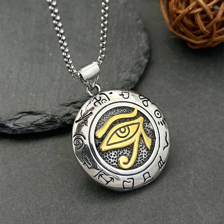 GemMeet - Venta al por mayor Collares con colgantes/abalorios - Collar con colgante vintage de ojo de Horus del antiguo Egipto