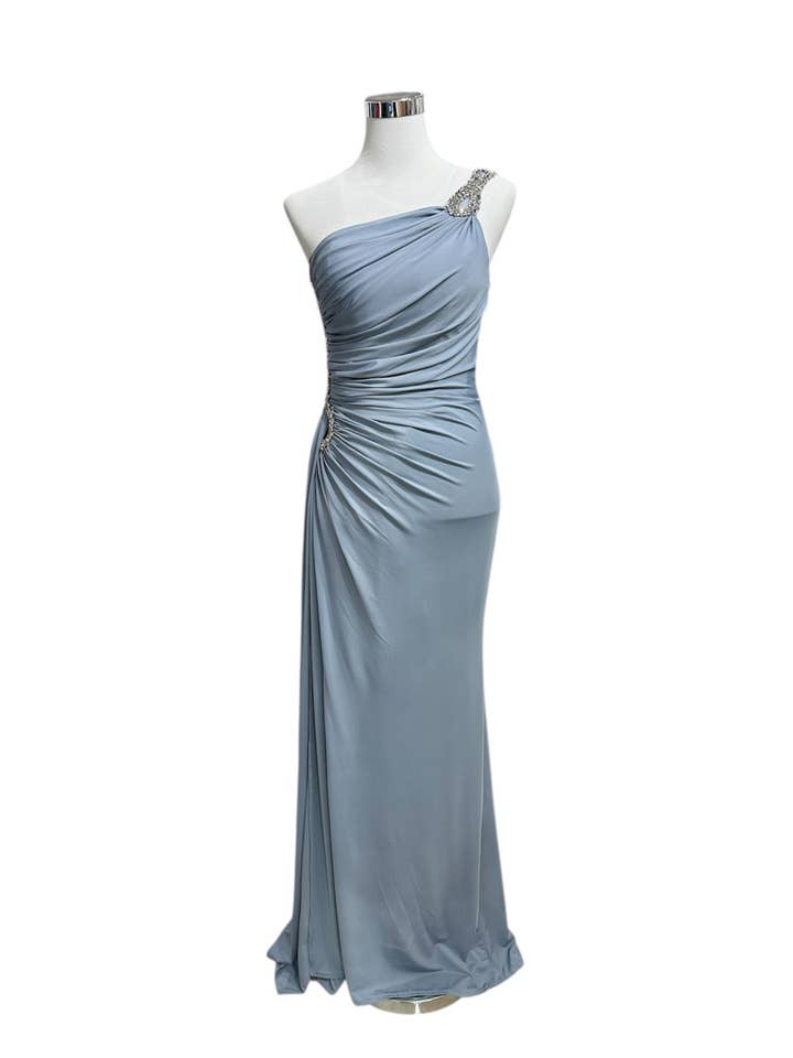 1855- Sky blue beaded bodycon dress for wholesale by Les Voiliers