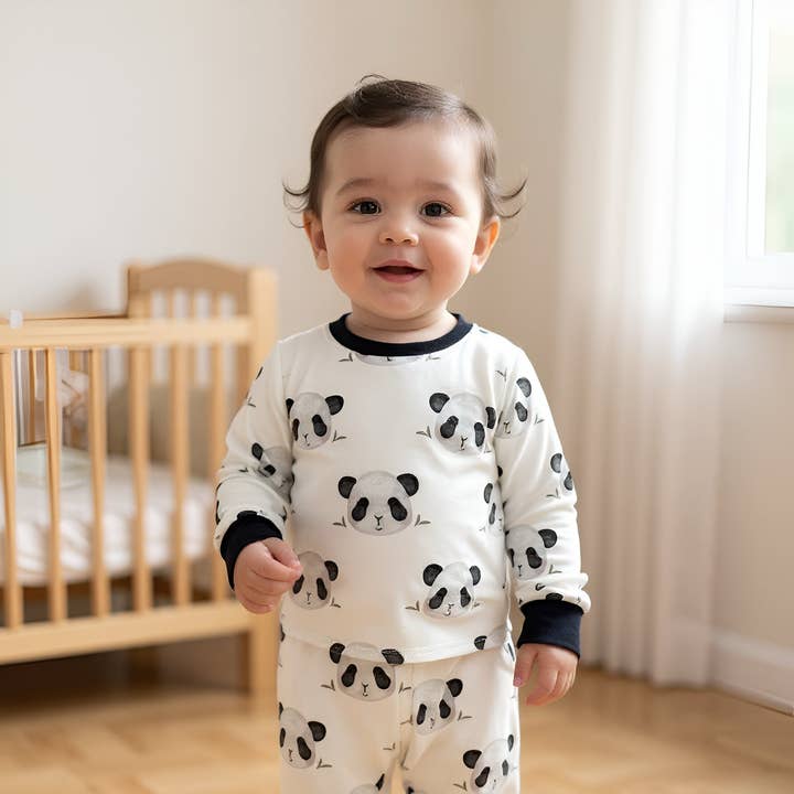 Kids Bamboo 2 piece Pajamas- Panda Print for wholesale by Dreamline
