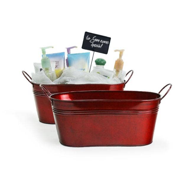 12 inch Tin Oval Tub- Multiple finishes for wholesale by Buhi Imports