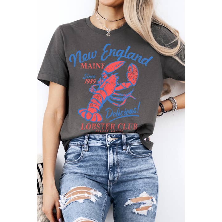 Amused by Blue - Wholesale T-Shirt (Graphic) - Women's - New England Lobster Club Short Sleeve T Shirt3