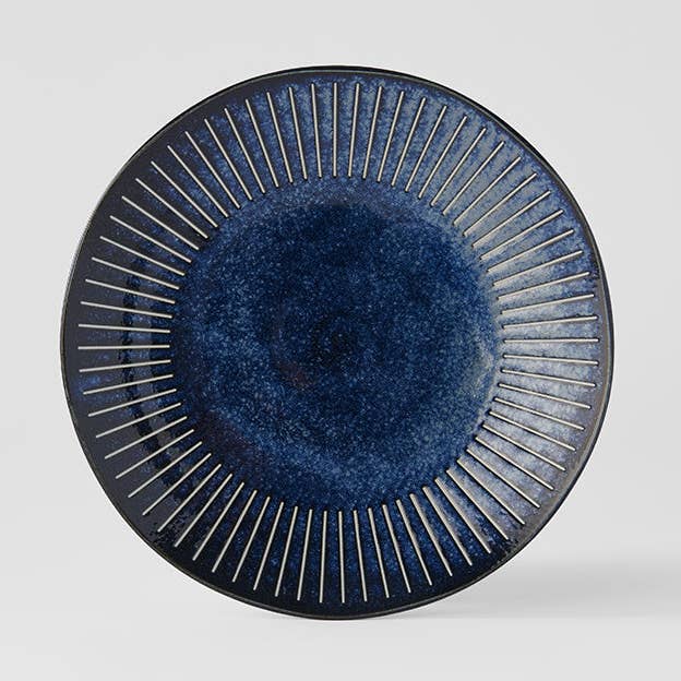 Räfflad indigo middagstallrik 25 cm för wholesale av Made In Japan Tableware