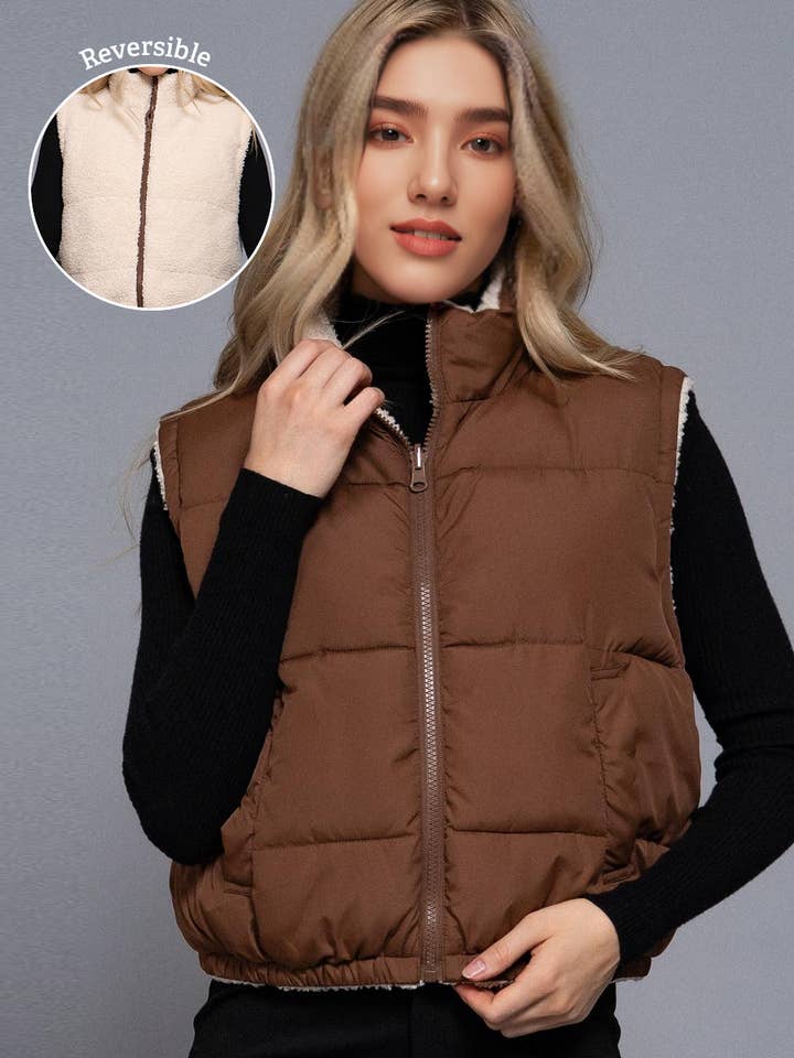 ...0924 Gilet Matelassé Réversible en Fourrure SI-26777 pour la vente par 42POPS