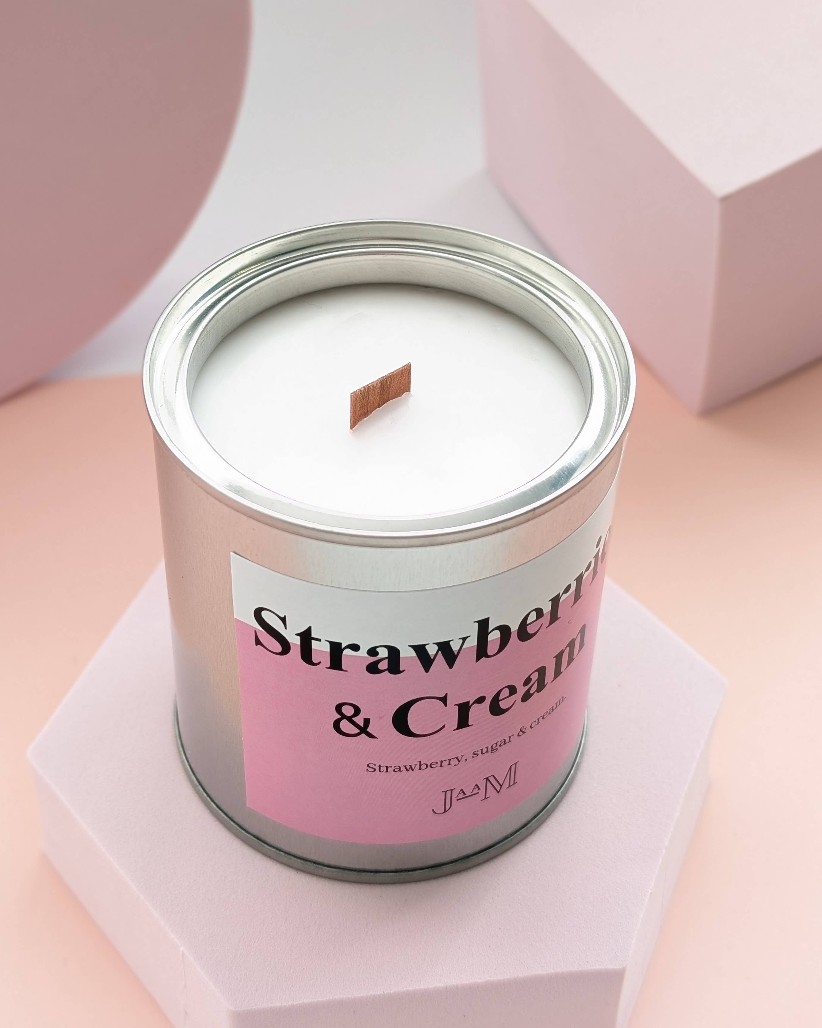 JaaM – wholesale Travel candles – Strawberry & Cream Wood Wick Candle Summer Scent Candle3